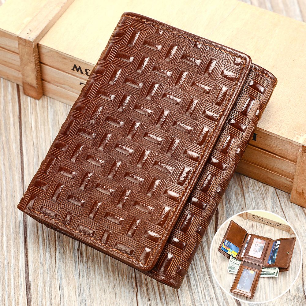 Designer Men’s RFID-Blocking Leather Trifold Wallet – Premium Genuine Leather Purse