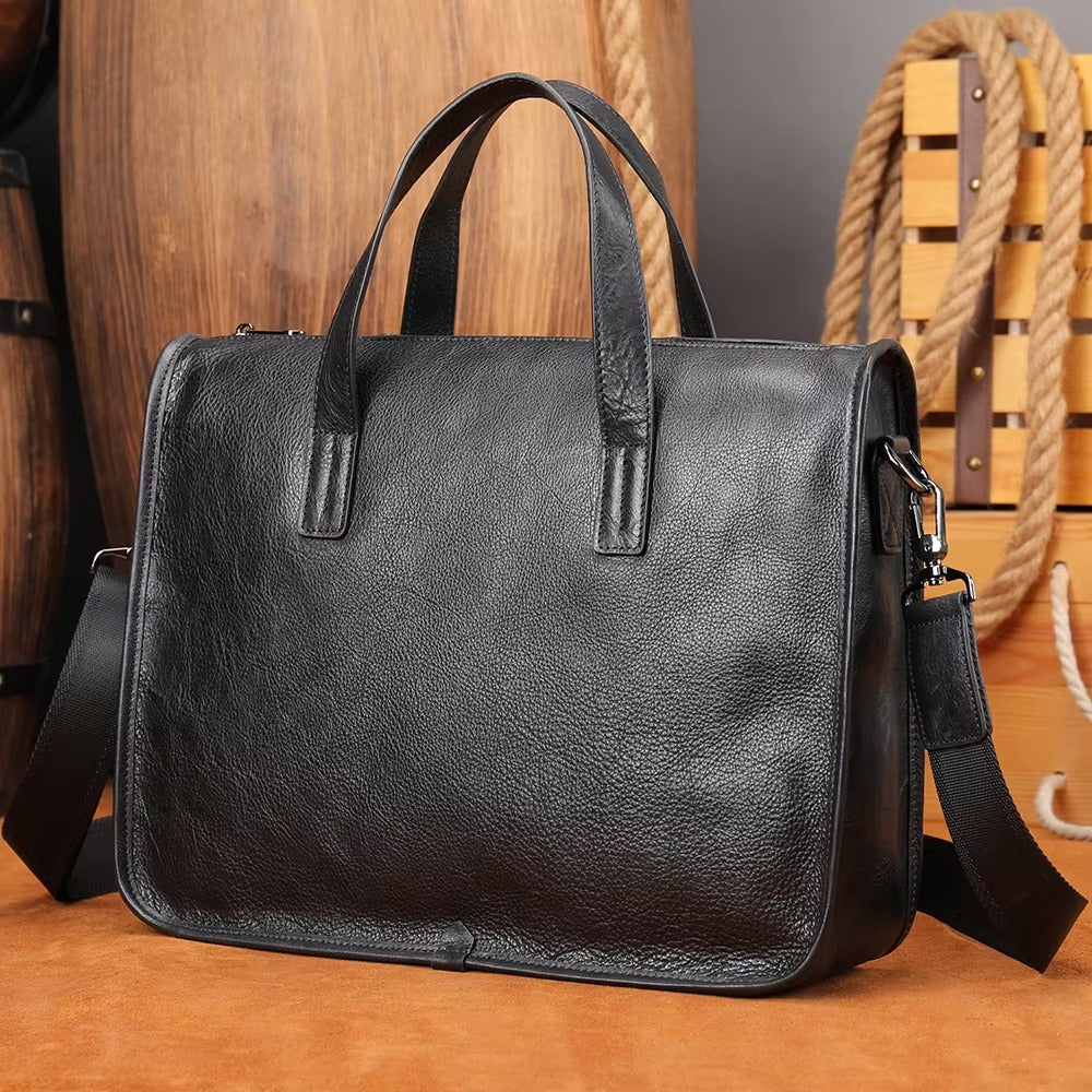 Genuine Leather Business Briefcase for Men – 13" Laptop & Executive Office Bag