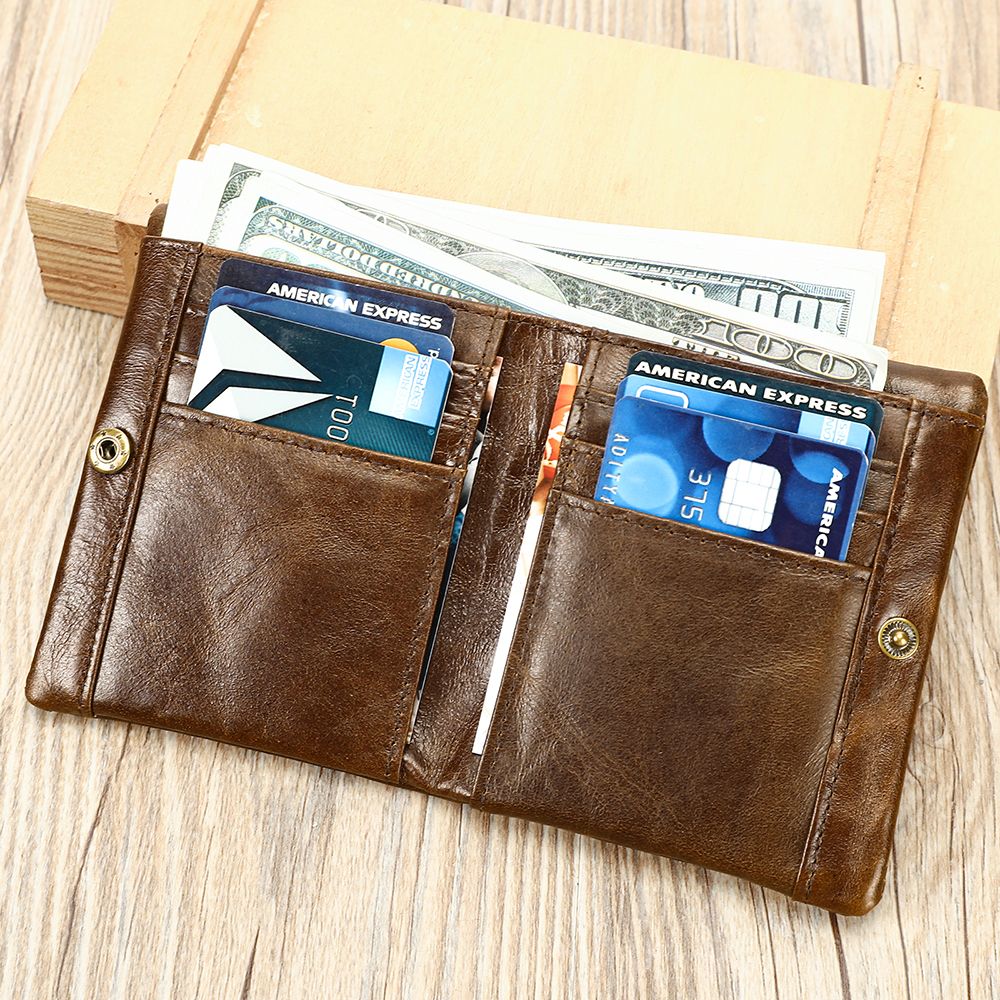 Genuine Leather Card Holder Wallet – RFID-Safe with Zipper Coin Pocket