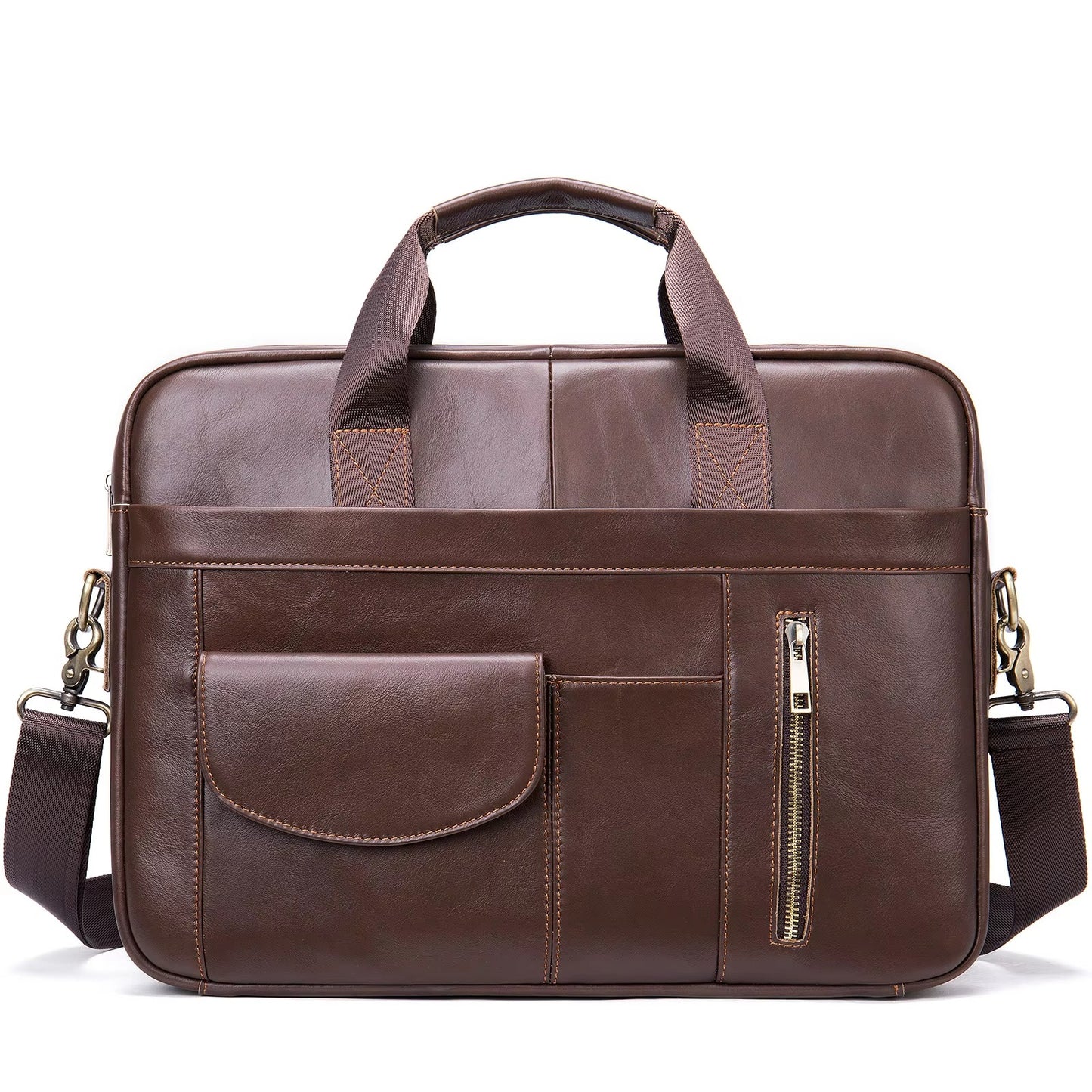 Men’s Genuine Leather Laptop Bag – Business Executive Briefcase & Messenger Bag for 15.6" Laptop