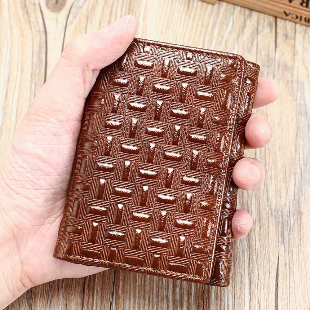 Designer Men’s RFID-Blocking Leather Trifold Wallet – Premium Genuine Leather Purse