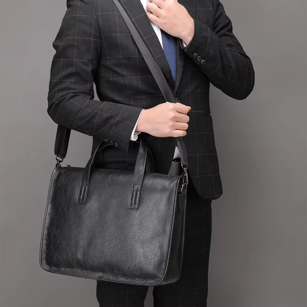Genuine Leather Business Briefcase for Men – 13" Laptop & Executive Office Bag