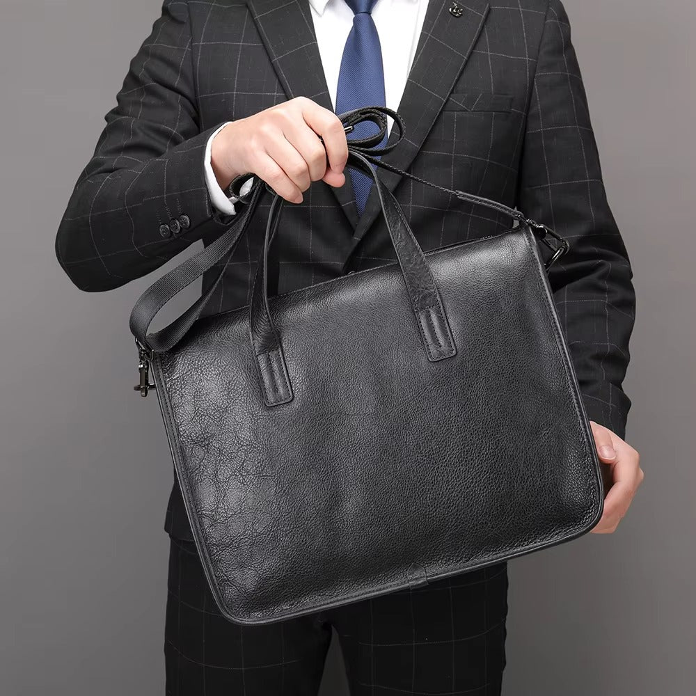 Genuine Leather Business Briefcase for Men – 13" Laptop & Executive Office Bag