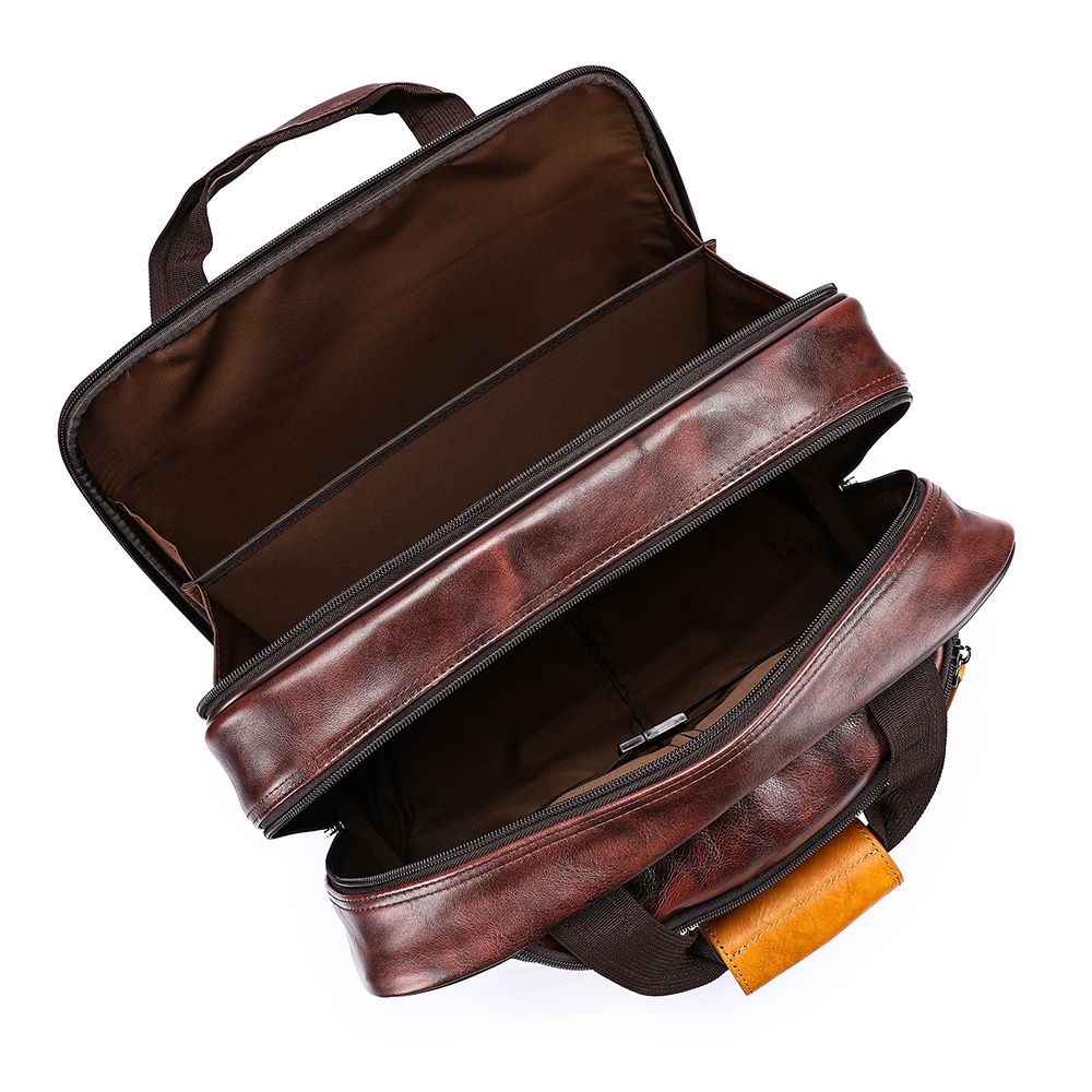 Men’s Genuine Leather Vintage 16″ Carry-On Trolley Case