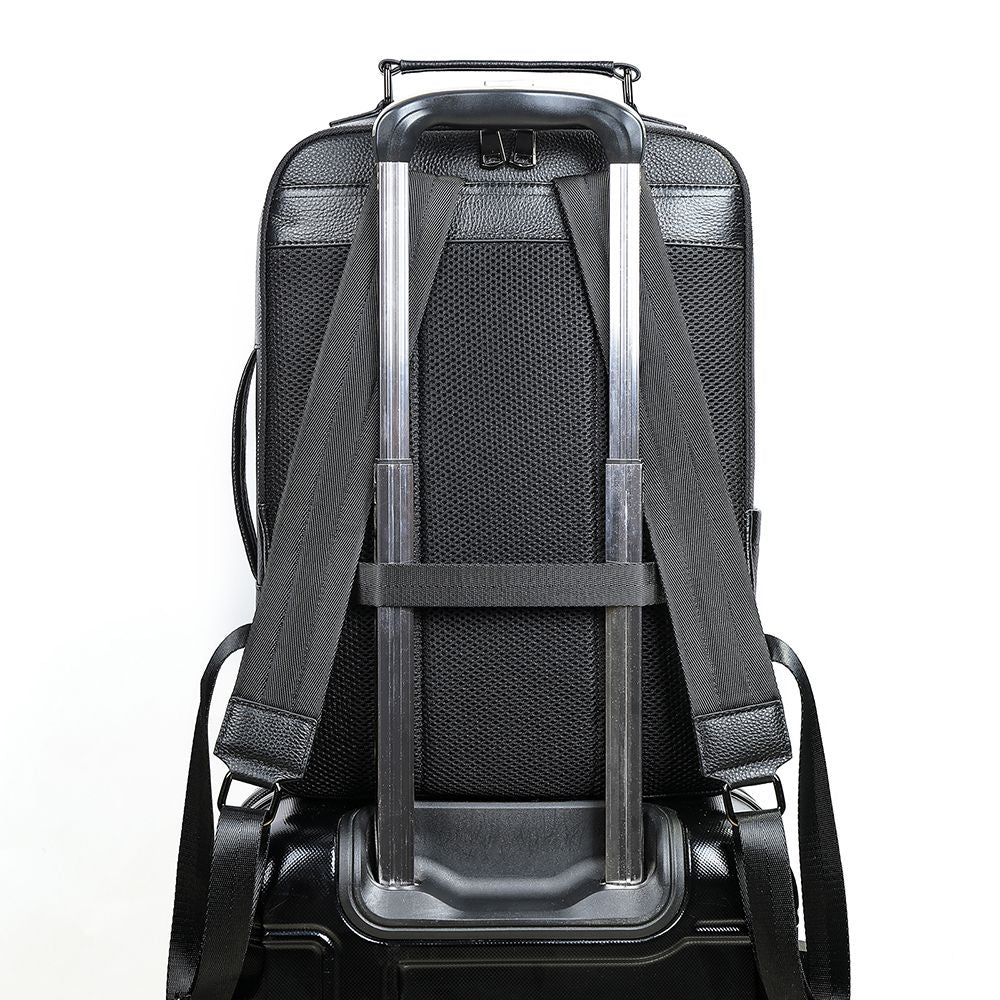 Modern Genuine Leather Business Laptop Backpack – 15″ Expandable Travel & Work Bag