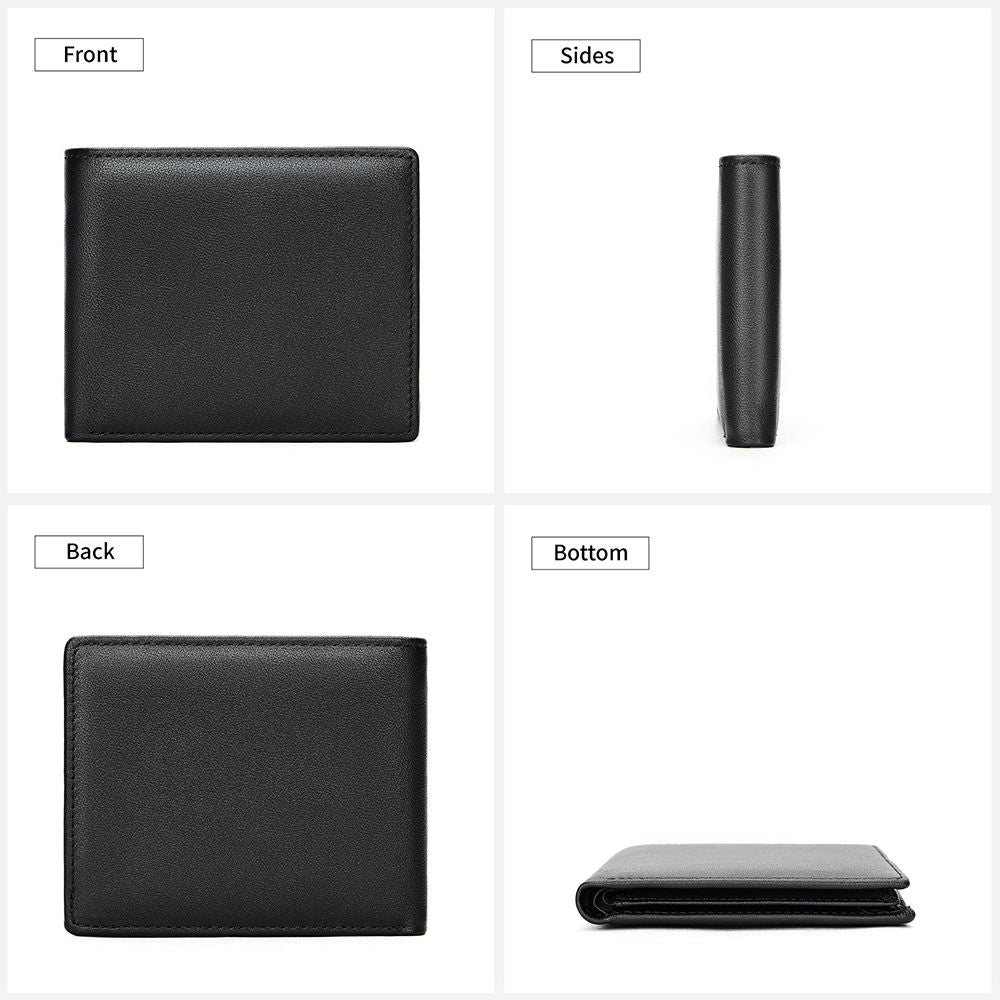 Vintage Men’s Short Bifold Wallet in Cow Leather – Slim Design