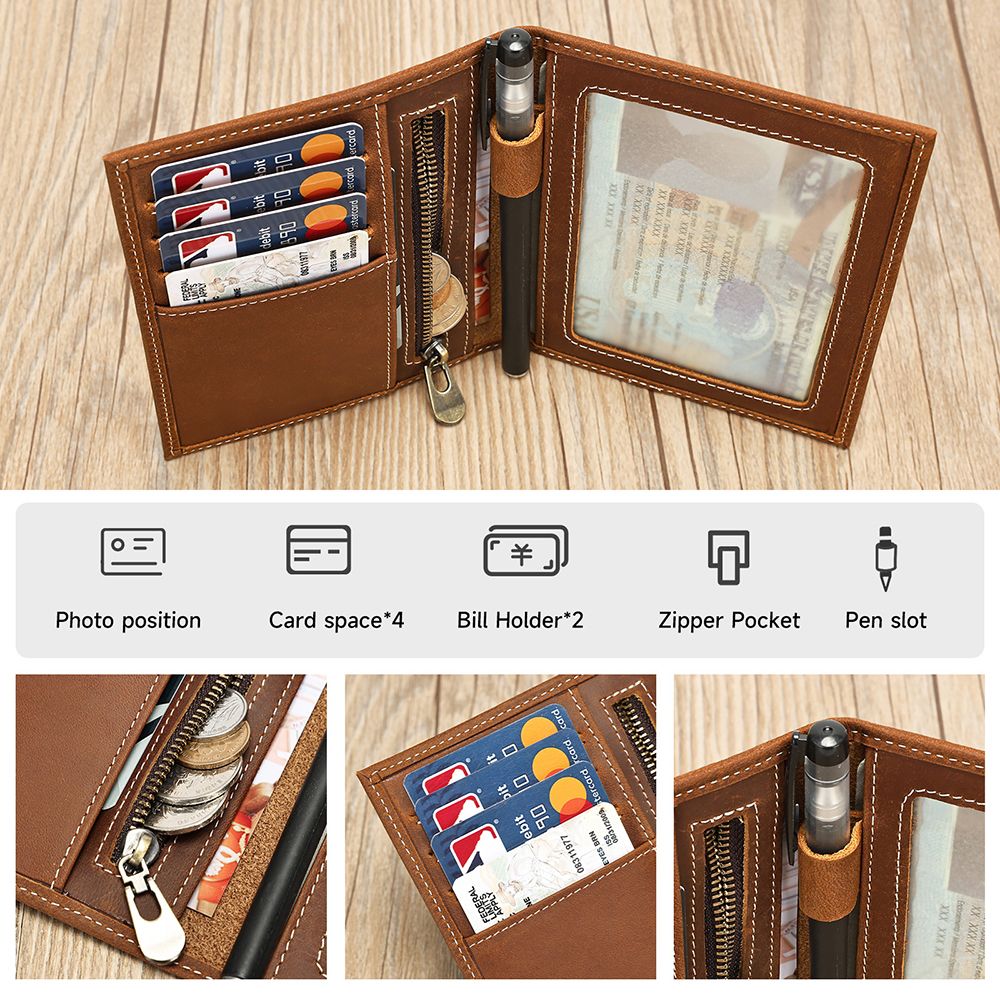 Crazy Horse Genuine Leather Card Holder Wallet – Smart Vintage Design