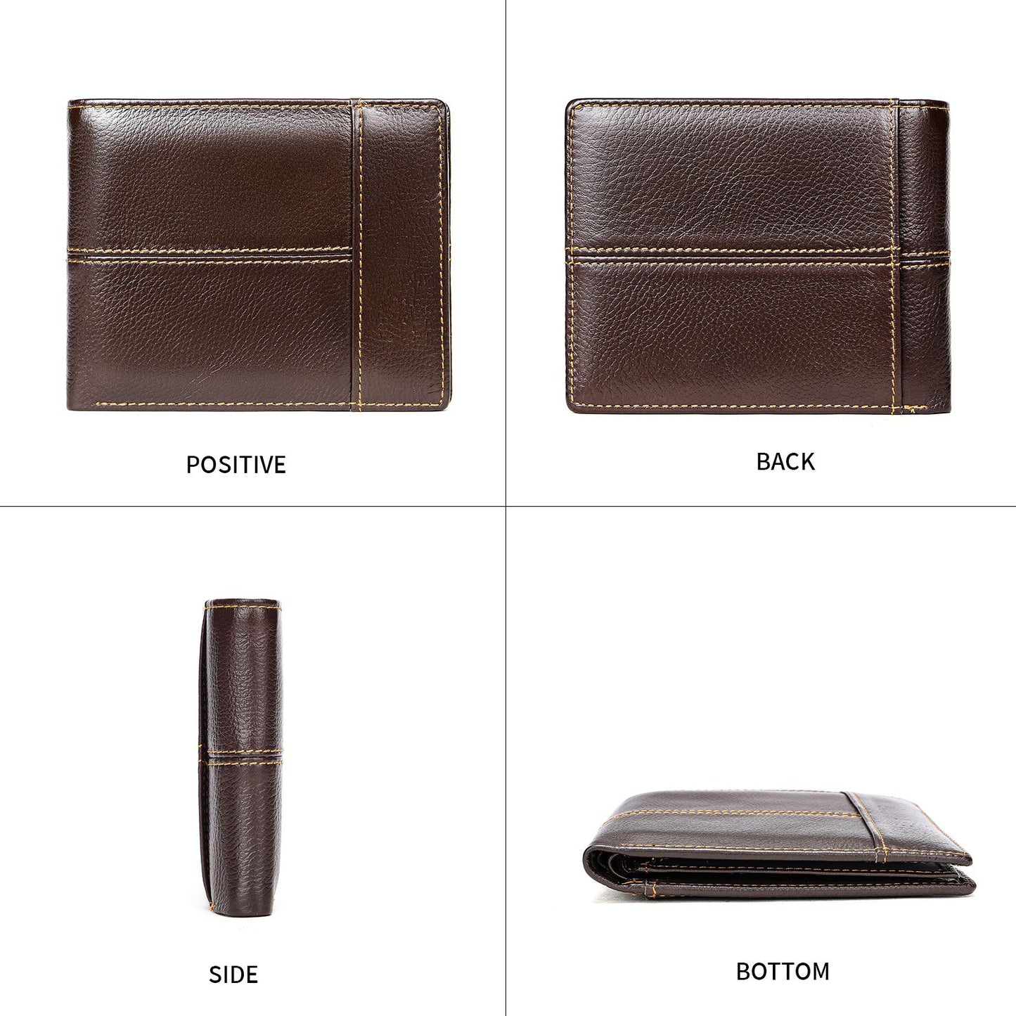 Genuine Cow Leather RFID Bifold Short Wallet with Coin Pocket – Slim & Waterproof
