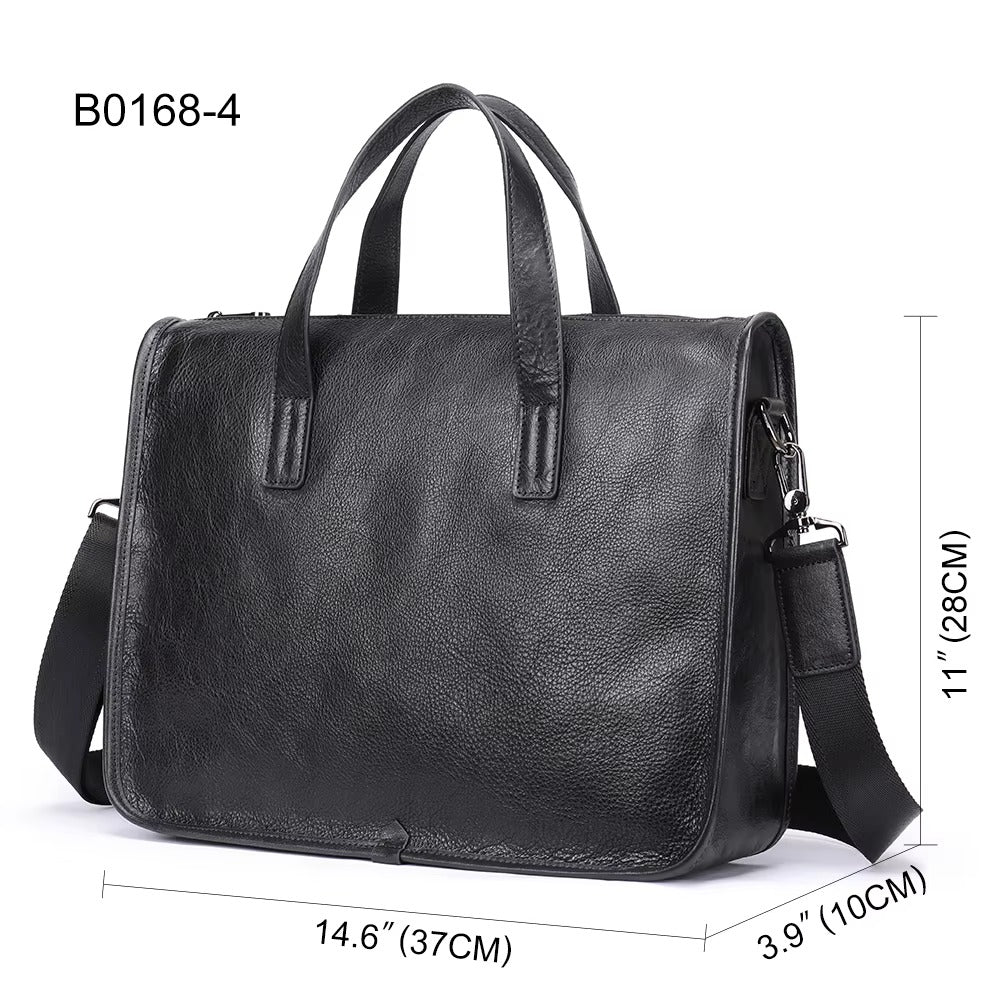 Genuine Leather Business Briefcase for Men – 13" Laptop & Executive Office Bag
