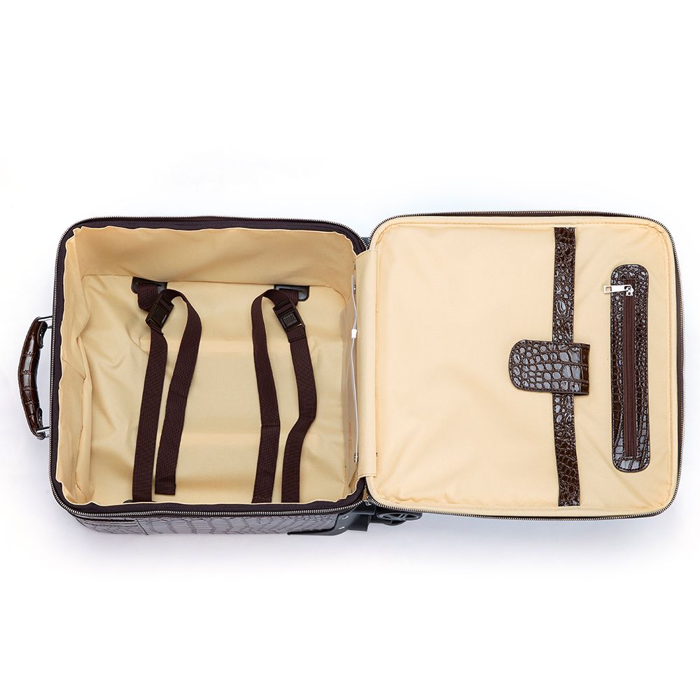 Men’s Genuine Leather Crocodile-Print 18″ Carry-On Luggage Trolley