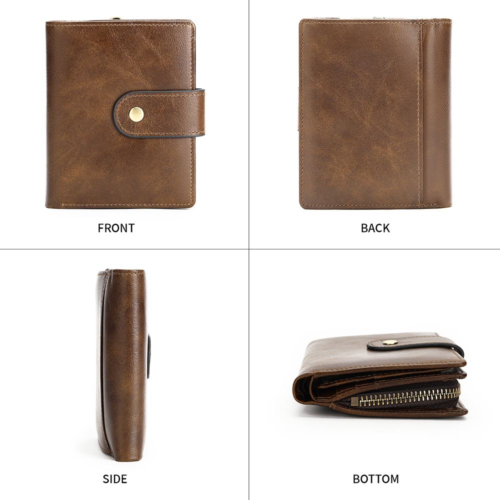 RFID Anti-Theft Cow Leather Trifold Wallet – Slim Men’s Smart RFID-Blocking Purse