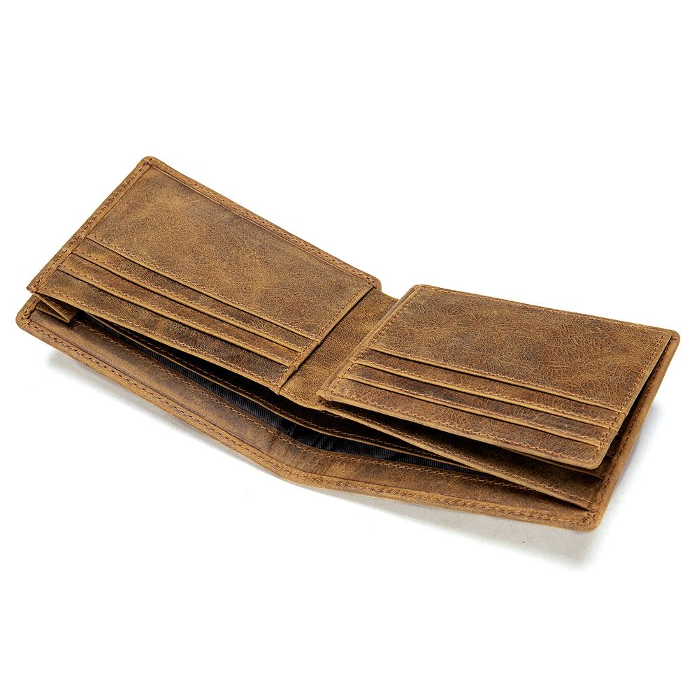 Vintage Men’s Short Bifold Wallet in Cow Leather – Slim Design