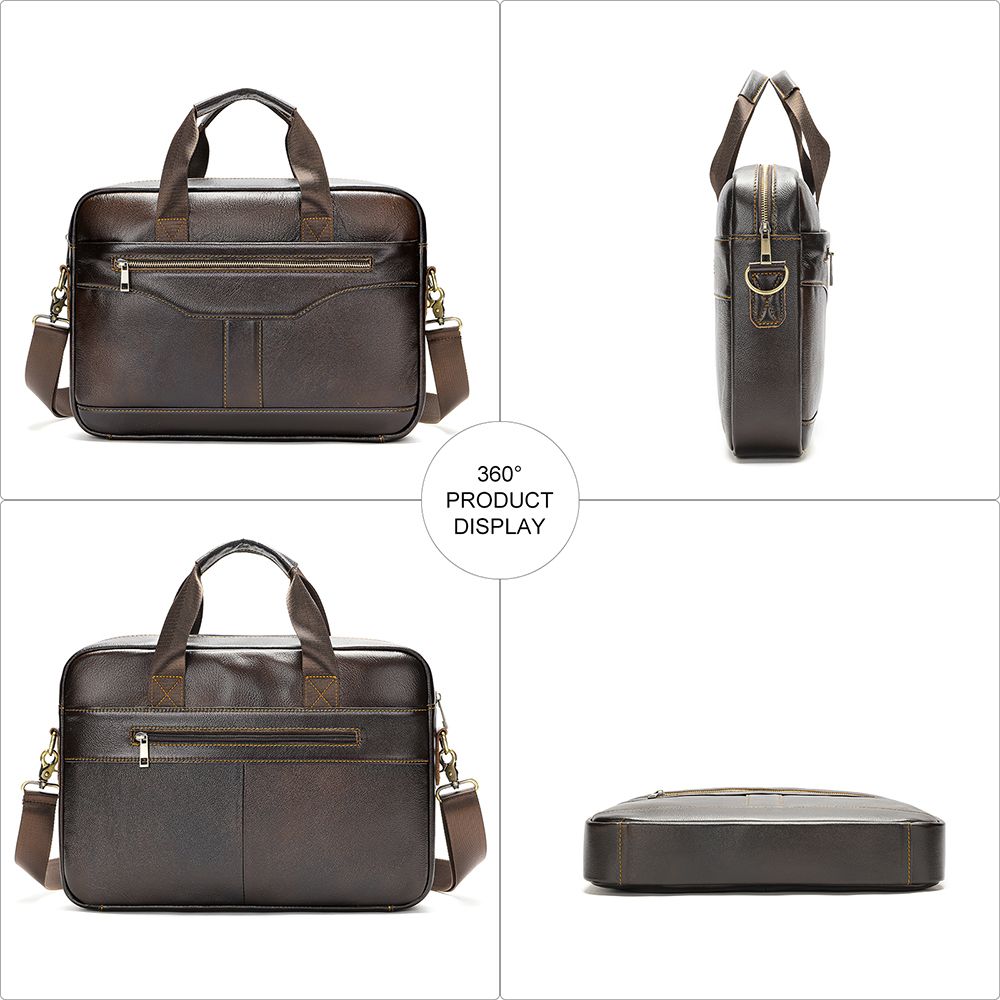Men’s Genuine Leather Briefcase – Waterproof Laptop Handbag, Shoulder Bag & Business Messenger Bag