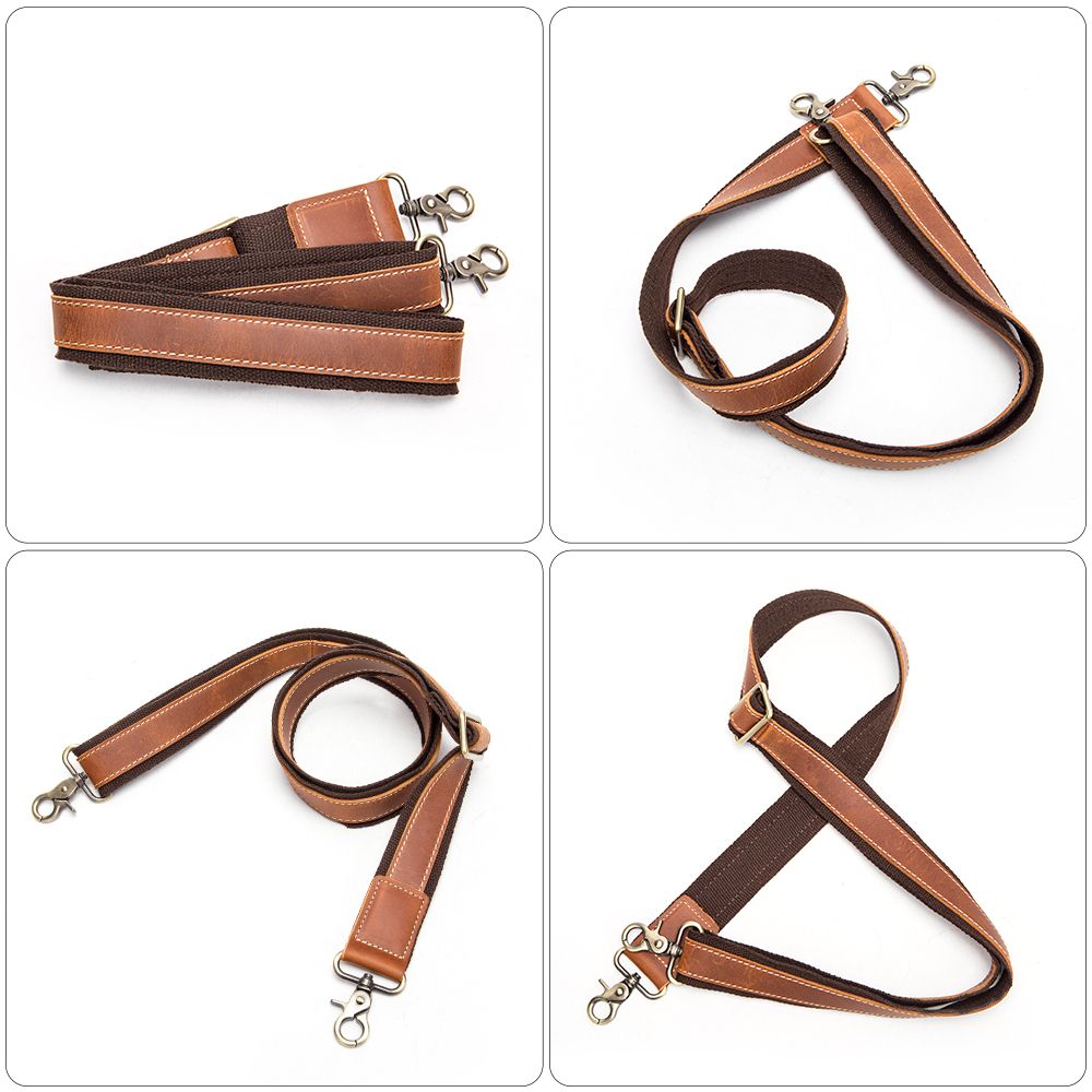 Unisex Genuine Crazy Horse Leather Adjustable Shoulder Strap – 75–145 cm × 4 cm