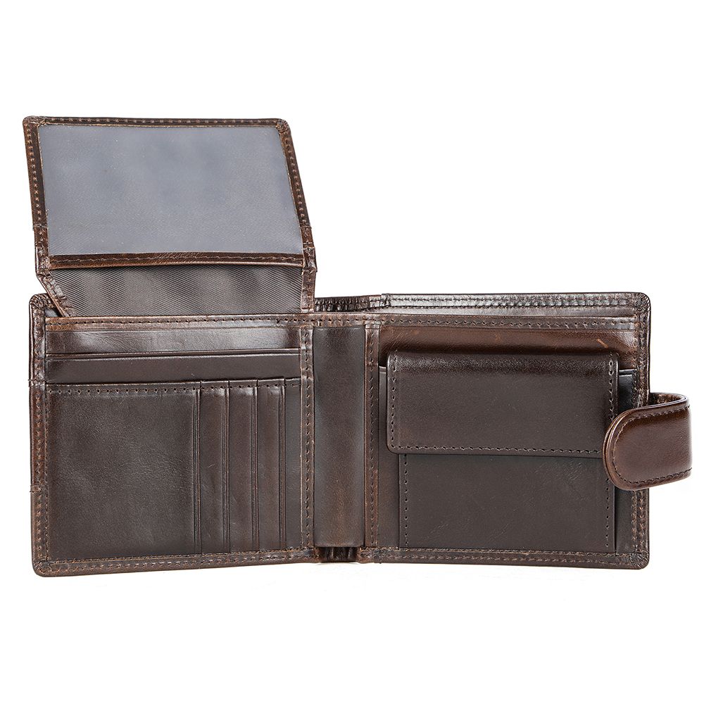 Designer Men’s Bifold Short Wallet with Front Coin Pocket – Slim Genuine Leather Purse