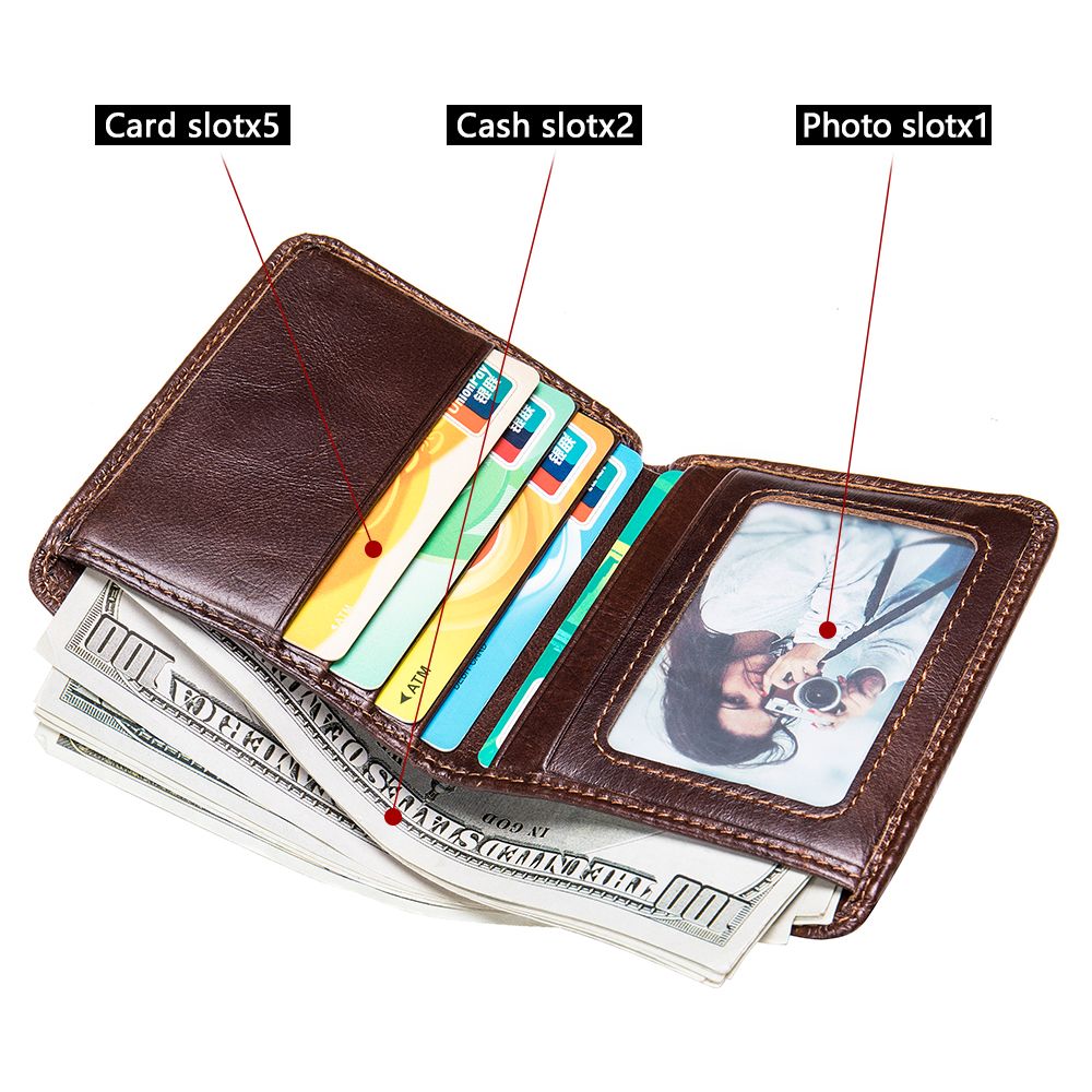 Designer Men’s Short Wallet – RFID Genuine Leather Slim Bifold