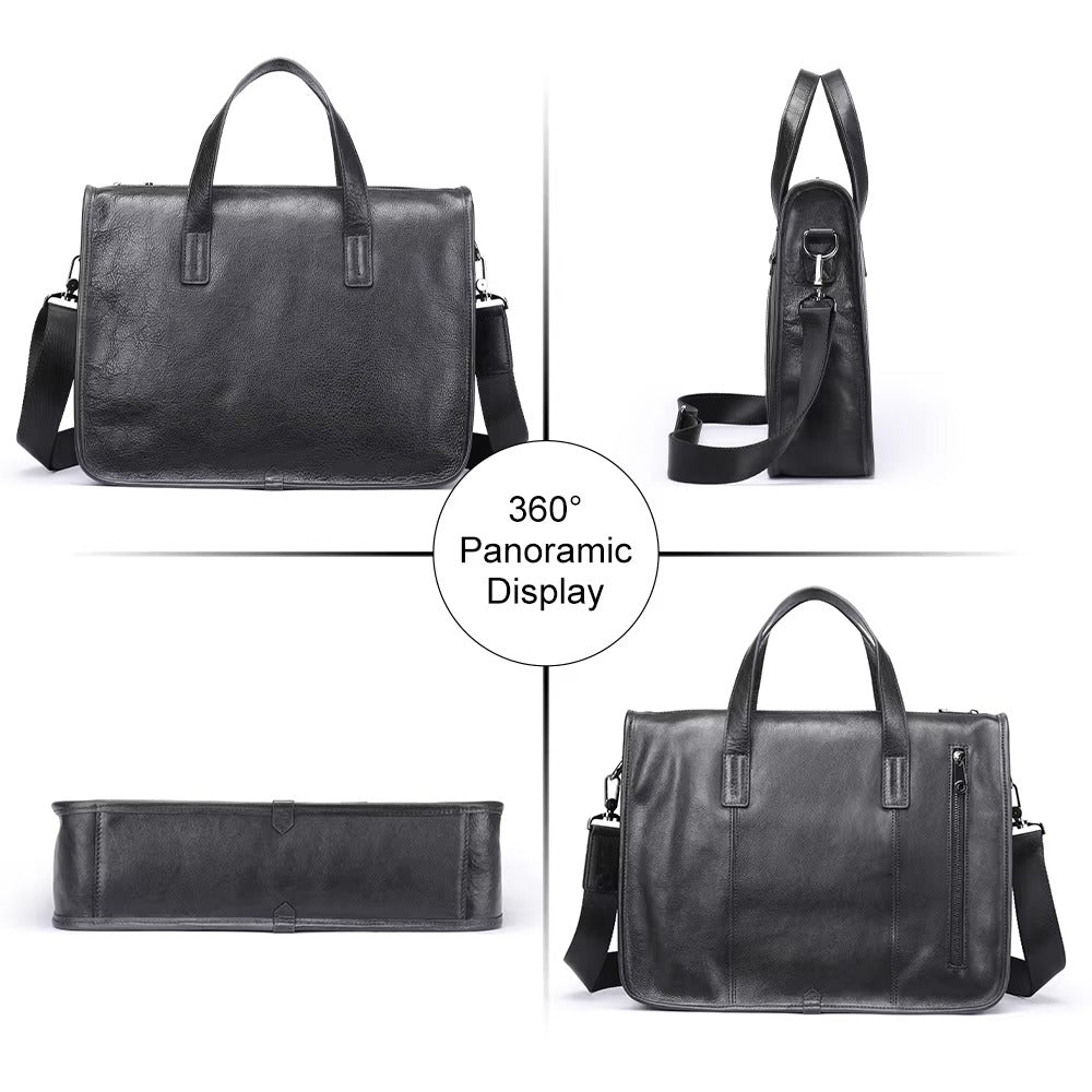 Genuine Leather Business Briefcase for Men – 13" Laptop & Executive Office Bag