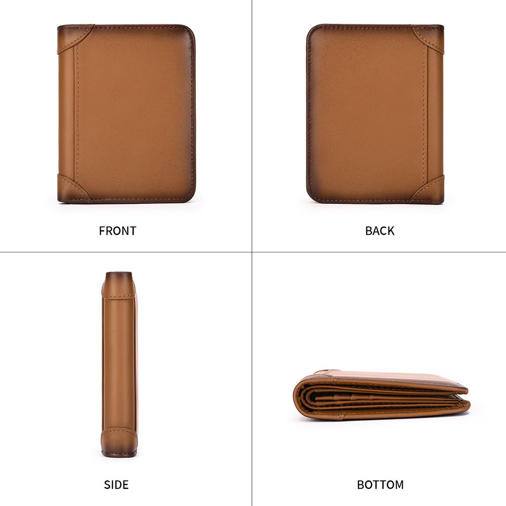Genuine Leather RFID-Blocking Bifold Wallet for Men – Vintage Waterproof Design