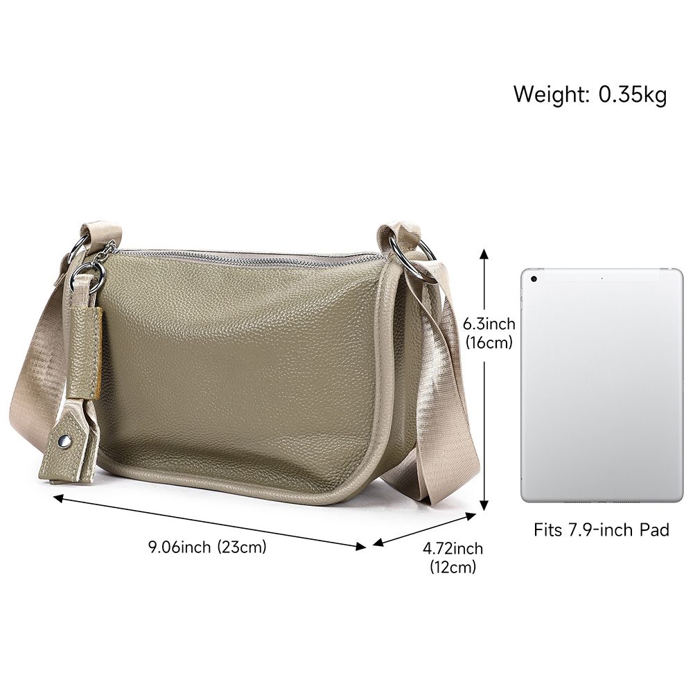 Genuine Leather Ladies’ Satchel Crossbody Bag – Mobile Phone Purse with Zip Closure