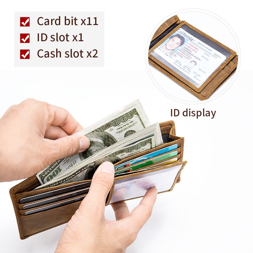 Vintage Men’s Short Bifold Wallet in Cow Leather – Slim Design