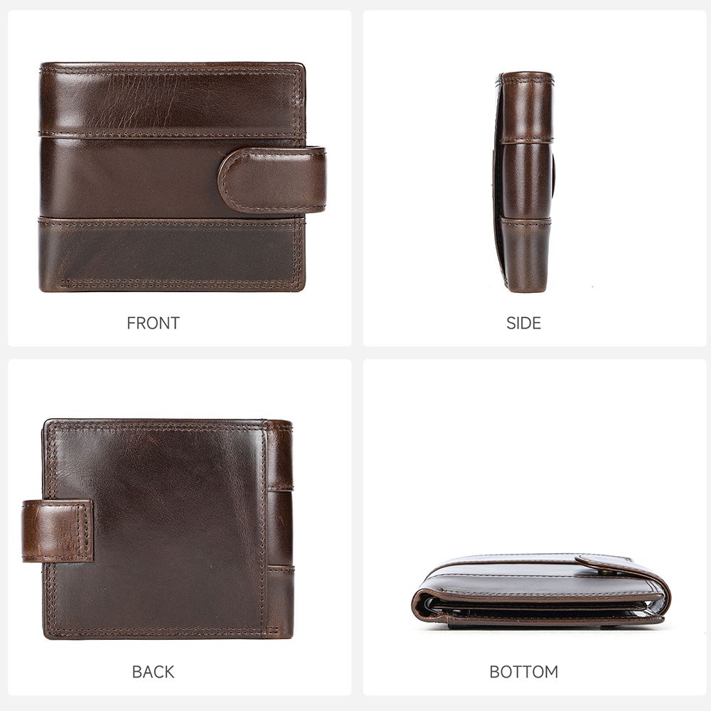 Designer Men’s Bifold Short Wallet with Front Coin Pocket – Slim Genuine Leather Purse