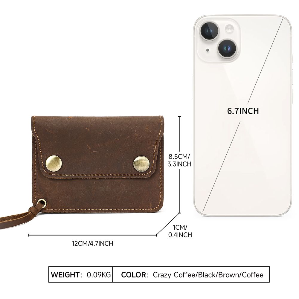 Full Grain Leather Designer Wallet for Men – Short Bifold with Coin Pocket