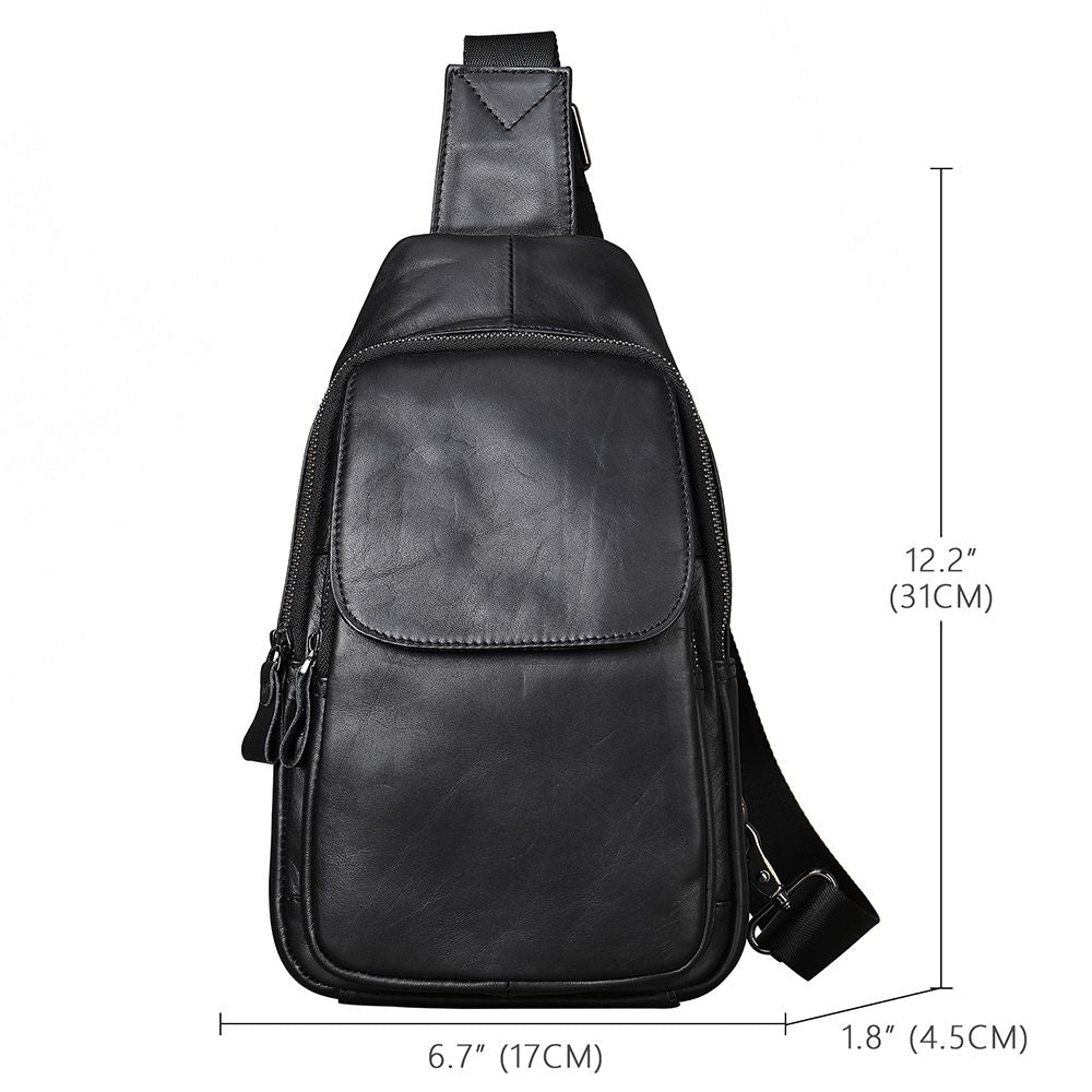 Leather Crossbody Chest Bag – Waterproof Single-Shoulder Sling for Travel & Daily Carry