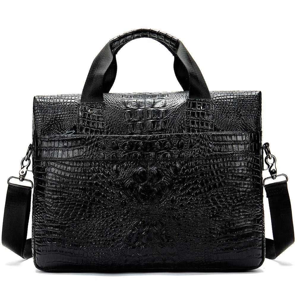 Crocodile-Texture Leather Briefcase – Waterproof Laptop Bag for Men