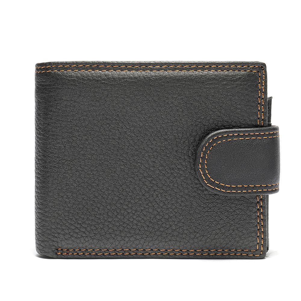 Slim Genuine Cow Leather Wallet – Short Bifold Card Holder for Men