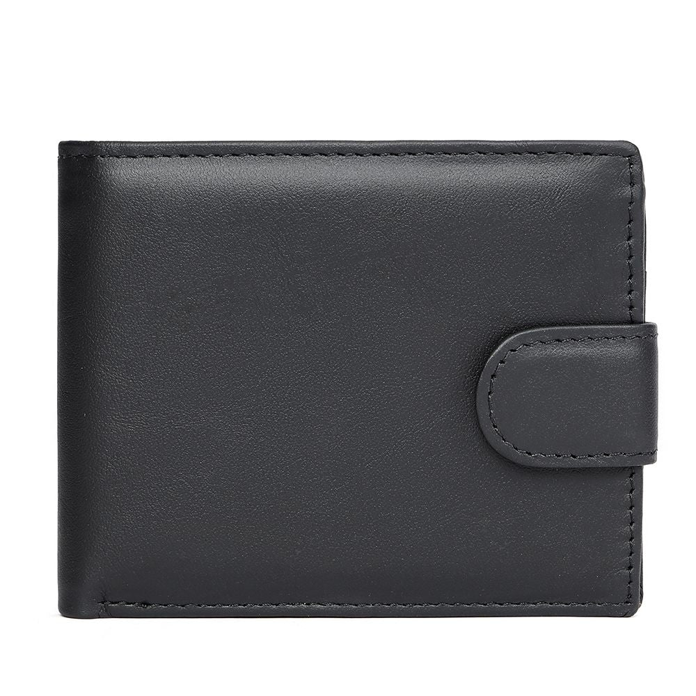 Genuine Cow Leather Short Bifold Wallet with Coin Pocket – Slim & Waterproof