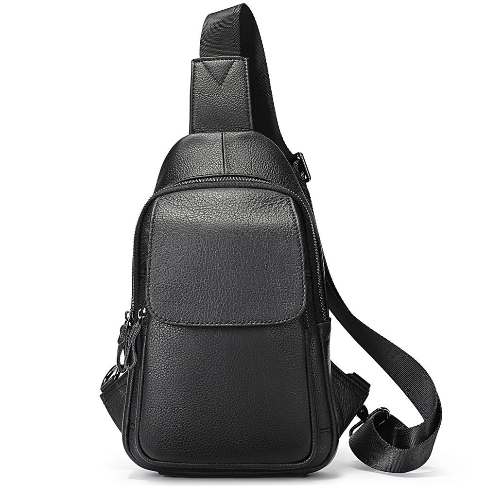 Leather Crossbody Chest Bag – Waterproof Single-Shoulder Sling for Travel & Daily Carry