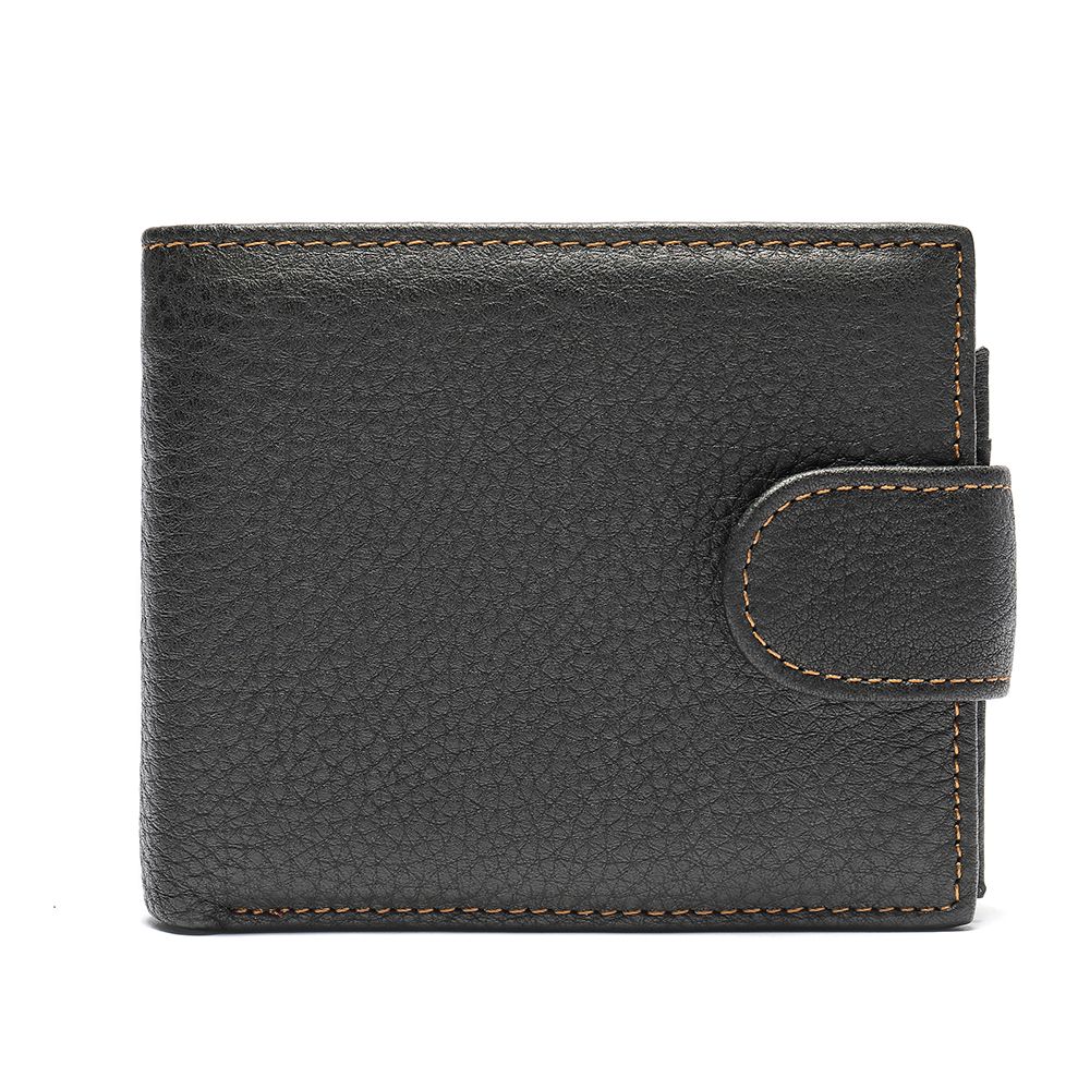 Slim Genuine Cow Leather Wallet – Short Bifold Card Holder for Men