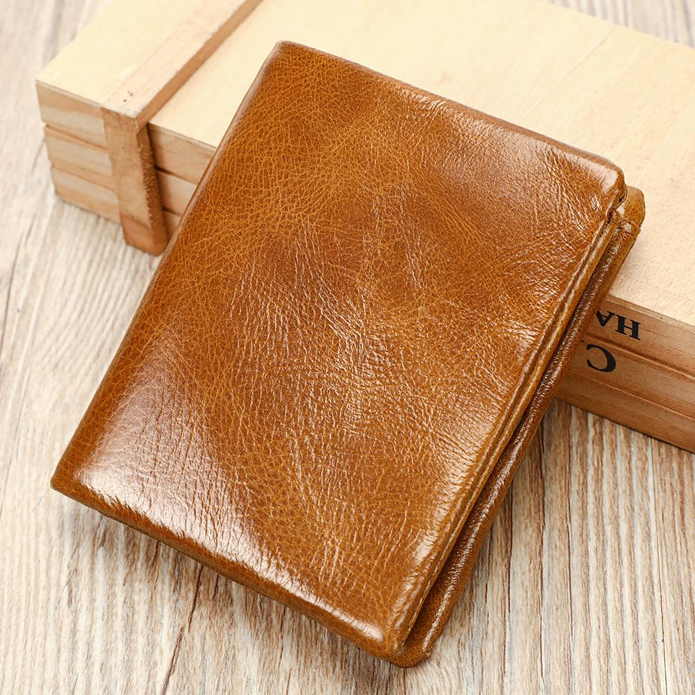Genuine Leather Card Holder Wallet – RFID-Safe with Zipper Coin Pocket