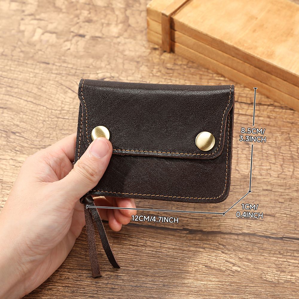 Full Grain Leather Designer Wallet for Men – Short Bifold with Coin Pocket