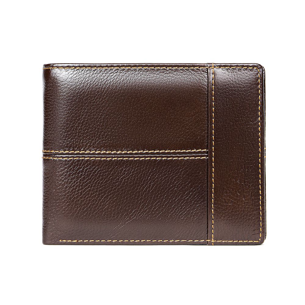 Genuine Cow Leather RFID Bifold Short Wallet with Coin Pocket – Slim & Waterproof