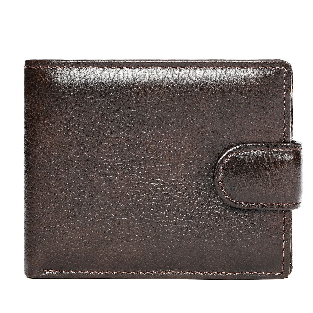 Genuine Cow Leather Short Bifold Wallet with Coin Pocket – Slim & Waterproof