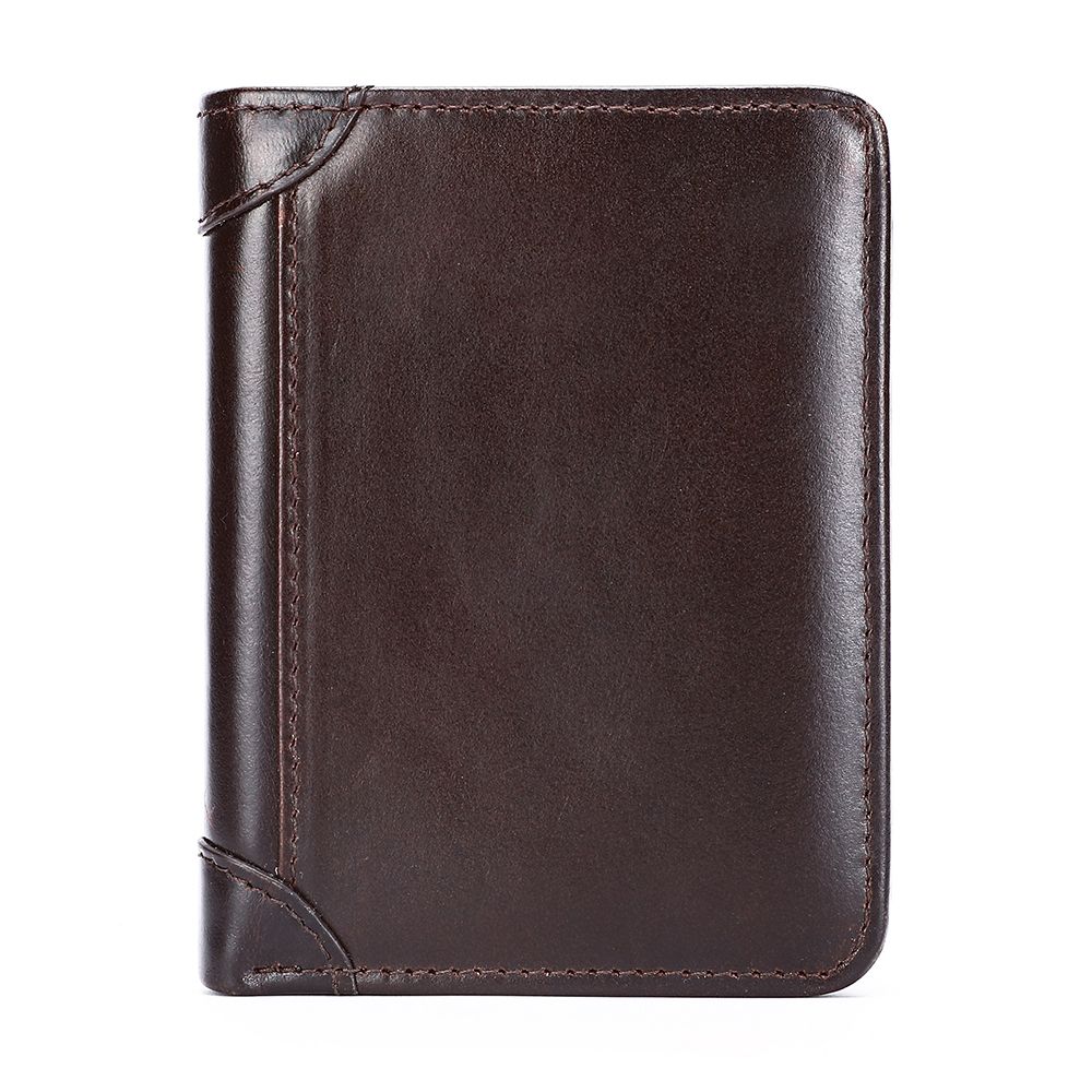 Genuine Leather RFID-Blocking Bifold Wallet for Men – Vintage Waterproof Design