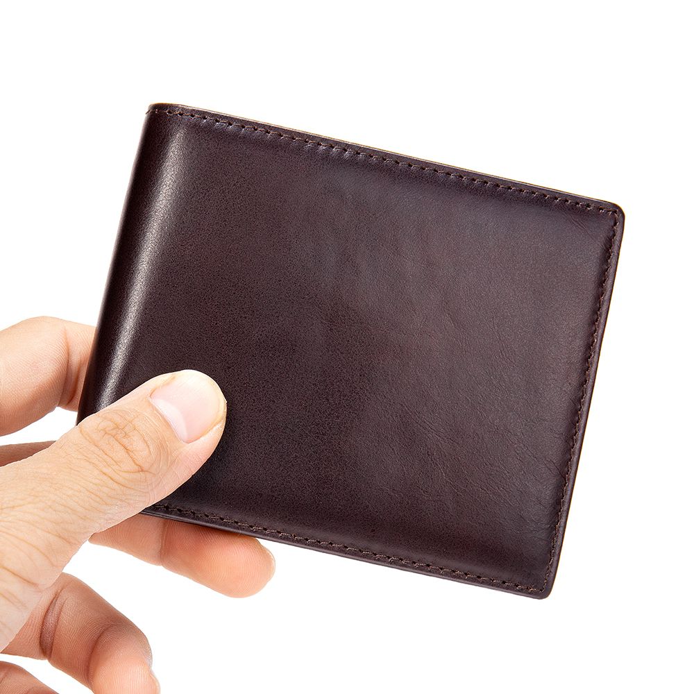 Vintage Men’s Short Bifold Wallet in Cow Leather – Slim Design