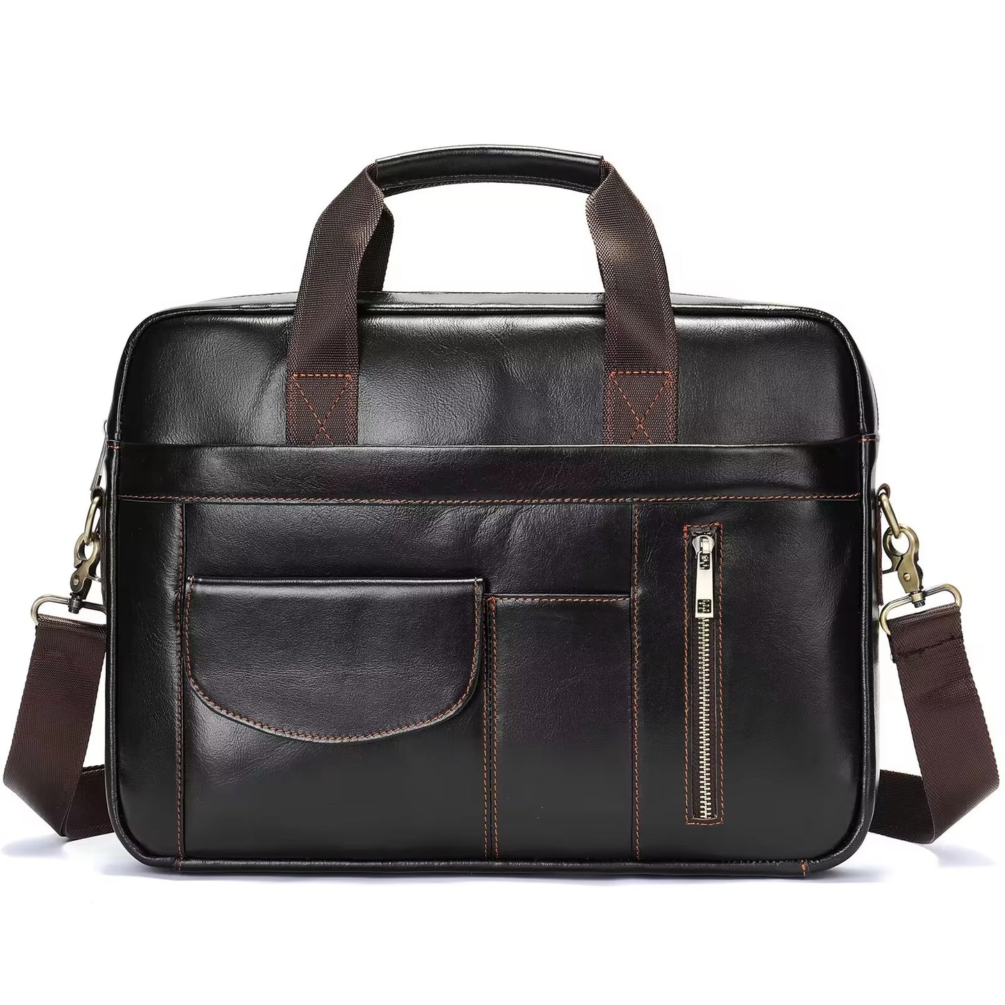 Men’s Genuine Leather Laptop Bag – Business Executive Briefcase & Messenger Bag for 15.6" Laptop