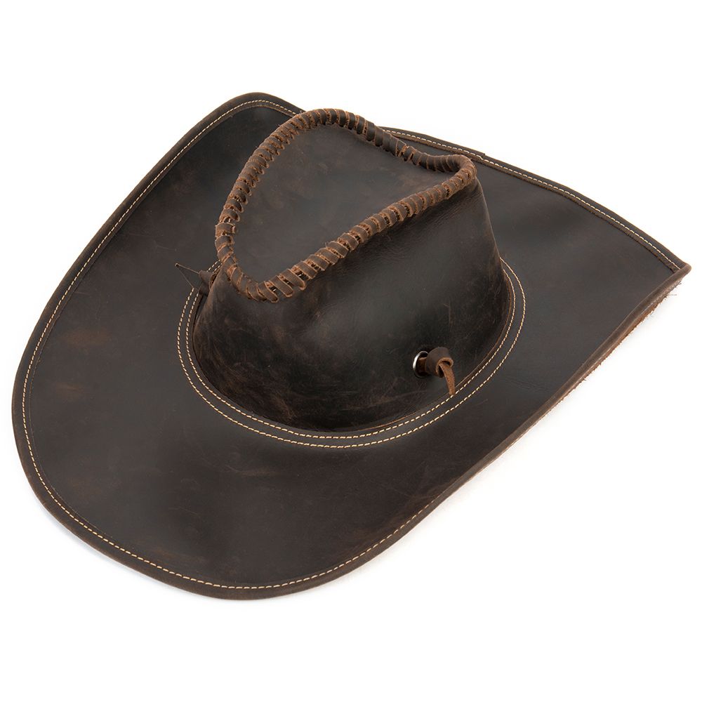 Men’s Vintage Crazy Horse Genuine Leather Western Trucker Sun Hat
