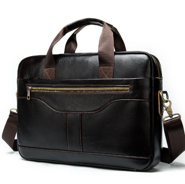 Men’s Genuine Leather Briefcase – Waterproof Laptop Handbag, Shoulder Bag & Business Messenger Bag