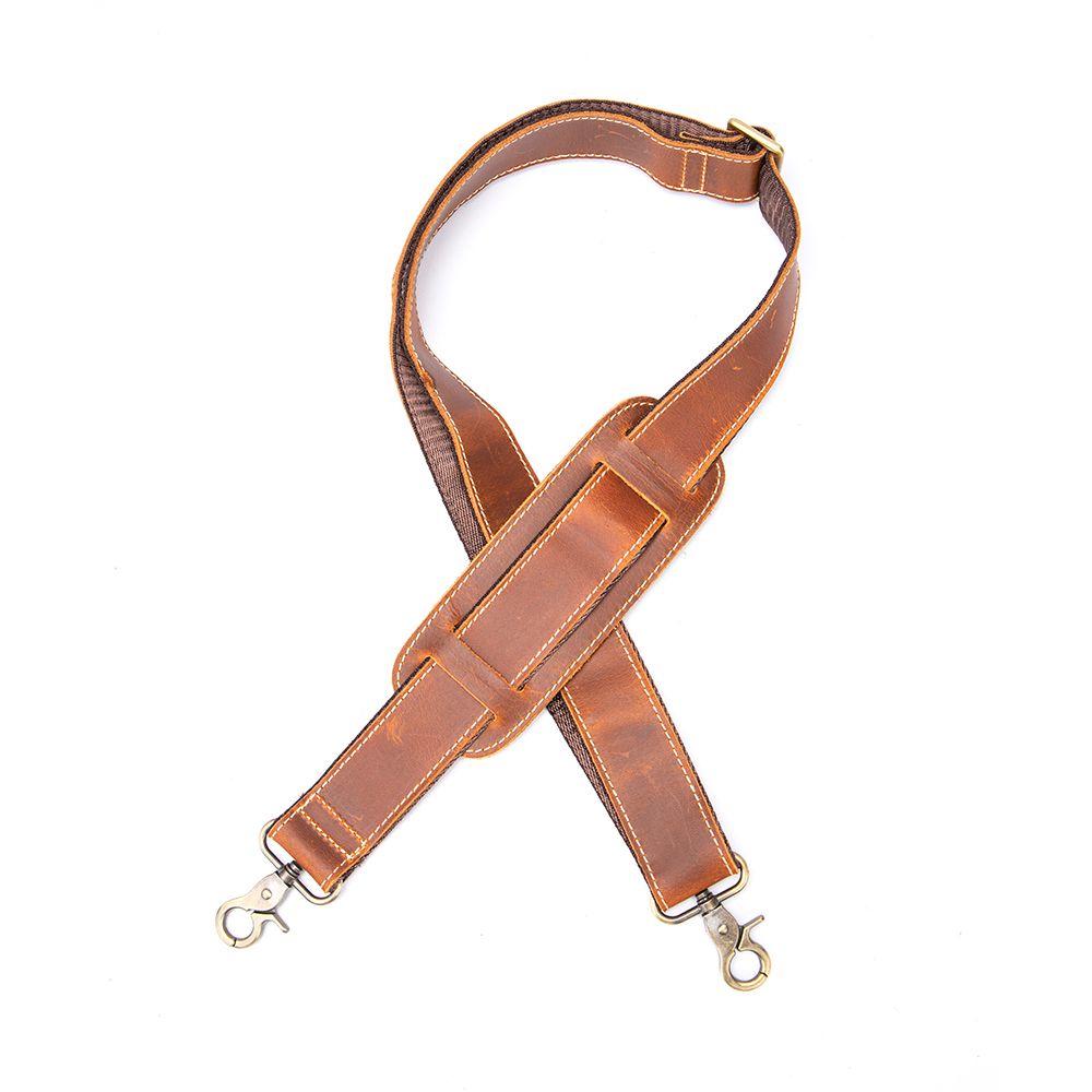 Unisex Genuine Crazy Horse Leather Adjustable Shoulder Strap – 75–145 cm × 4 cm