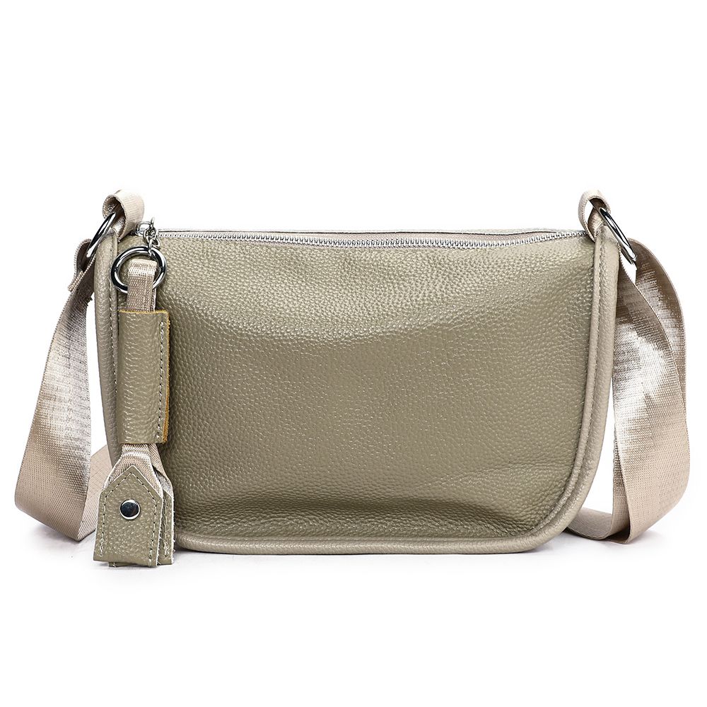 Genuine Leather Ladies’ Satchel Crossbody Bag – Mobile Phone Purse with Zip Closure