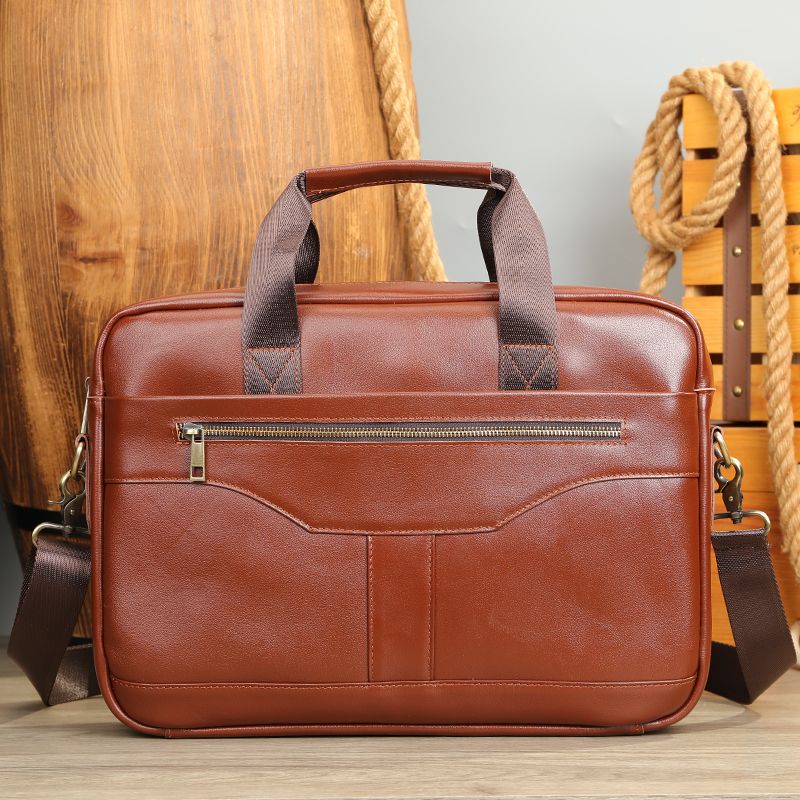 Men’s Genuine Leather Briefcase – Waterproof Laptop Handbag, Shoulder Bag & Business Messenger Bag