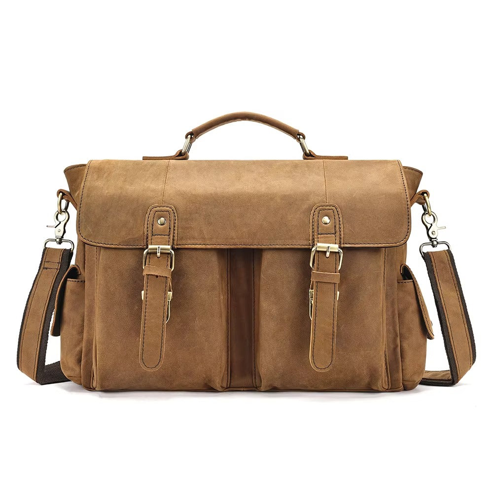 Vintage Leather Briefcase & Messenger Laptop Bag for Men