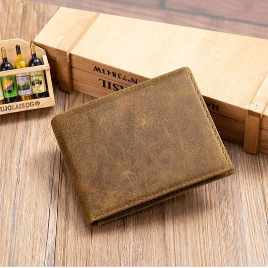 Vintage Men’s Short Bifold Wallet in Cow Leather – Slim Design - The Urbanex