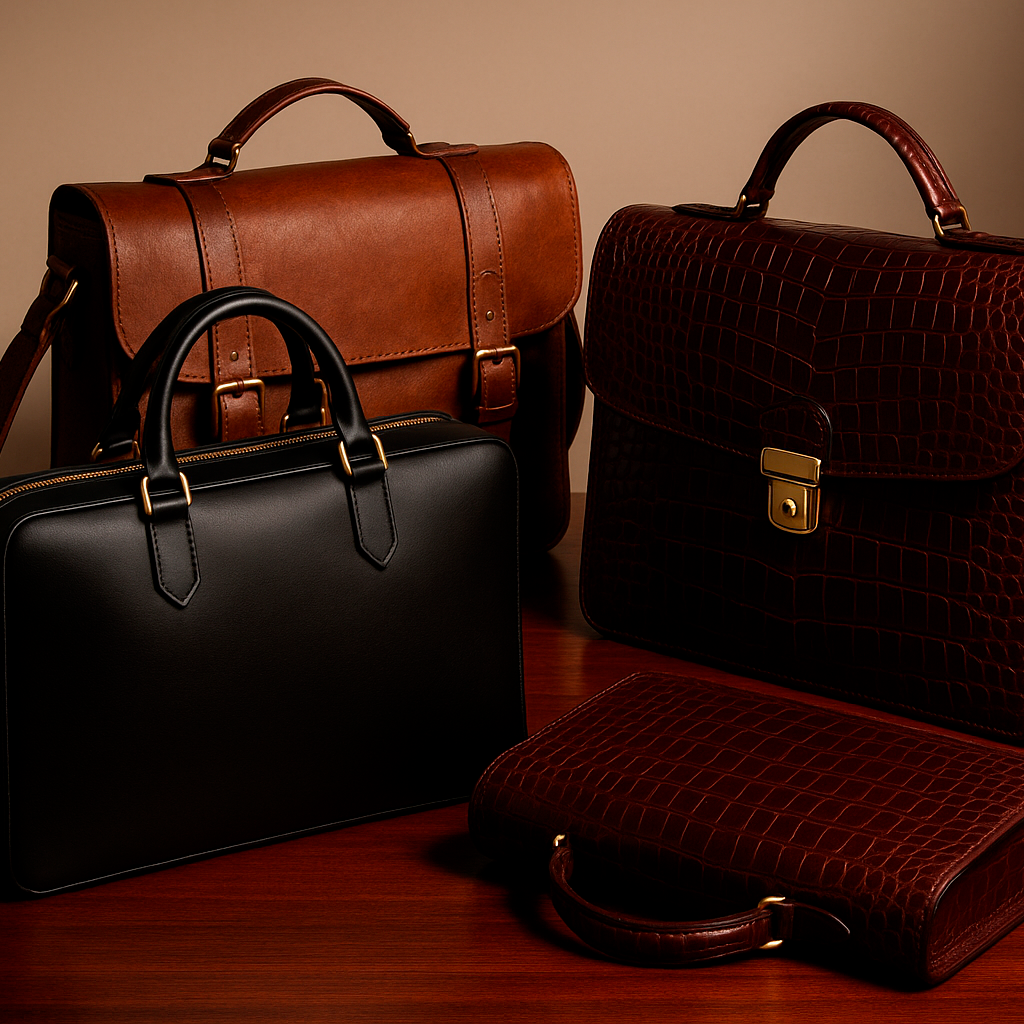Premium leather briefcases and messenger bags for business and travel