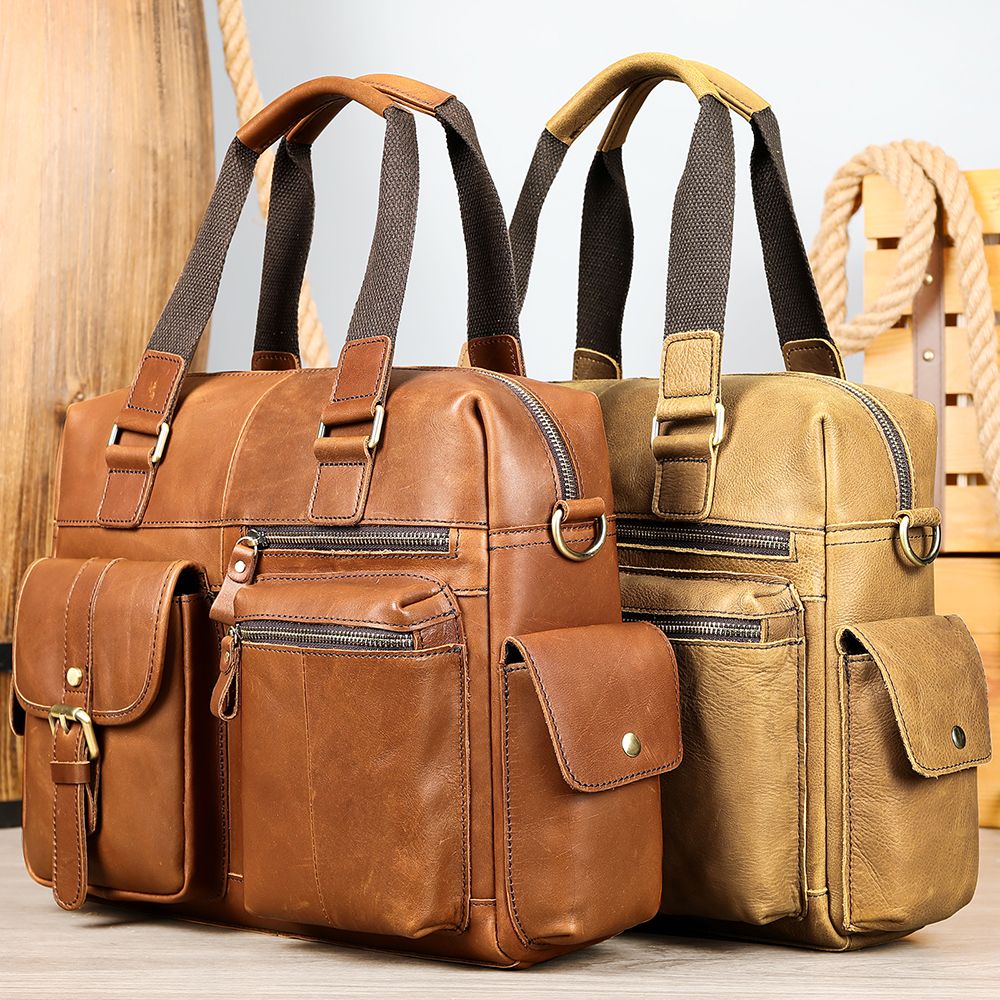 Crazy Horse Cow Leather Travel Duffel – Men’s Vintage Weekend Bag