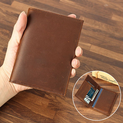 Crazy Horse Genuine Leather RFID Bifold Wallet – Vintage Travel & Passport Holder