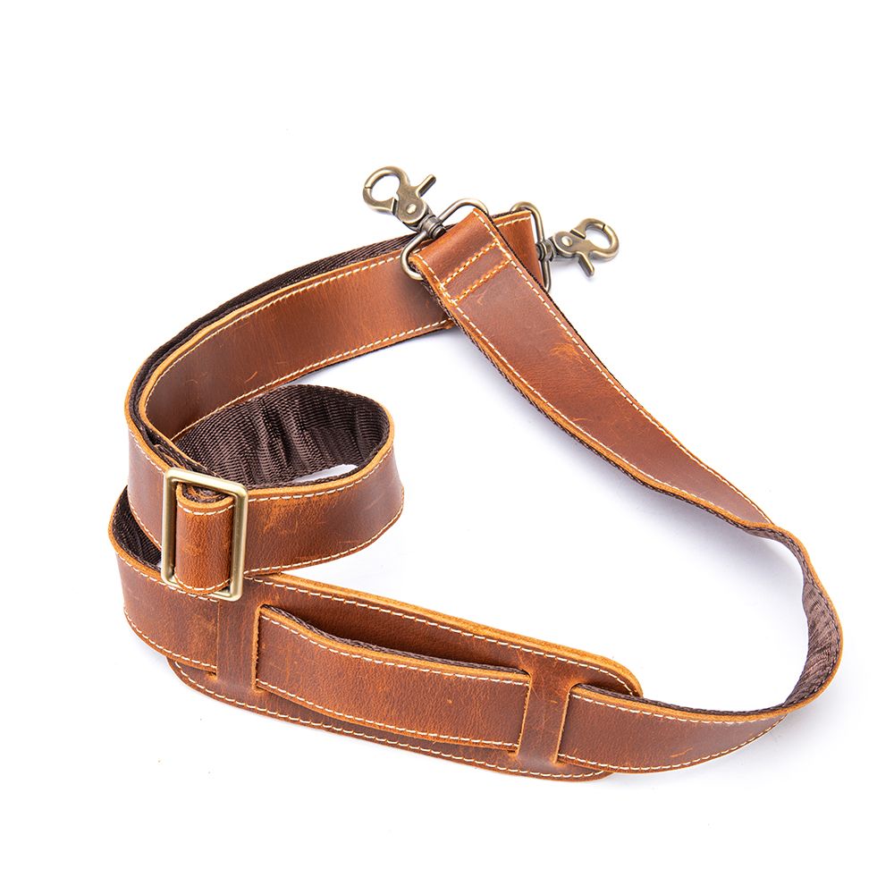 Unisex Genuine Crazy Horse Leather Adjustable Shoulder Strap – 75–145 cm × 4 cm